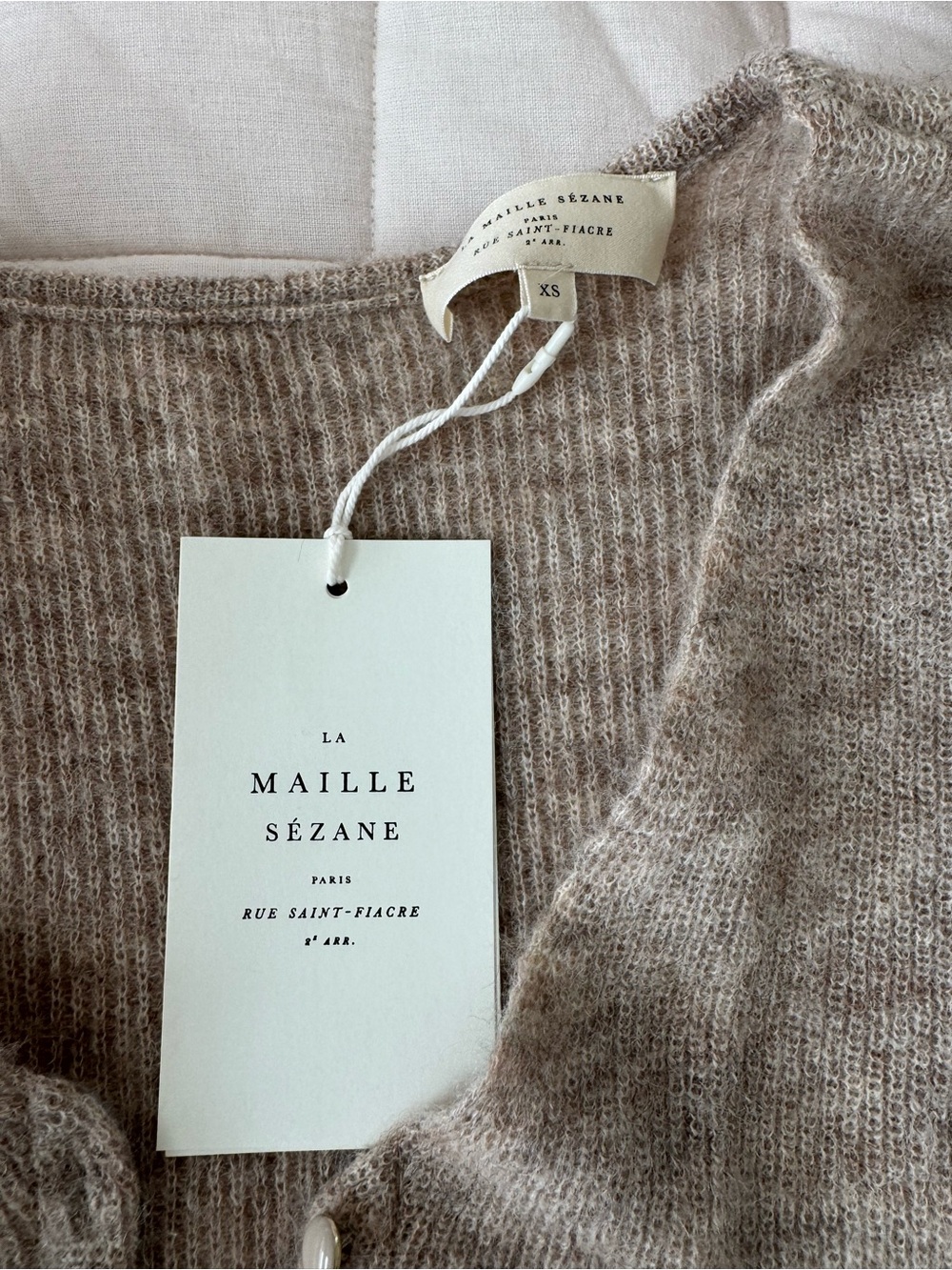NWT Sezane Mohair Barry Cardigan Sweater in Taupe - Picture 2 of 6